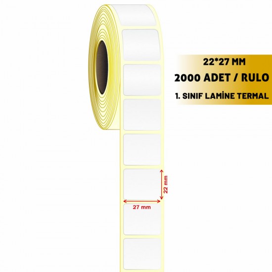 22*27 mm Termal Barkod Etiketi 2000'li