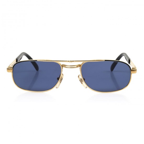 Vintage Turkish Handmade Gold Plated Unisex Style Sunglasses / Navy Blue Lens