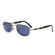 Vintage Turkish Handmade Gold Plated Unisex Style Sunglasses / Navy Blue Lens