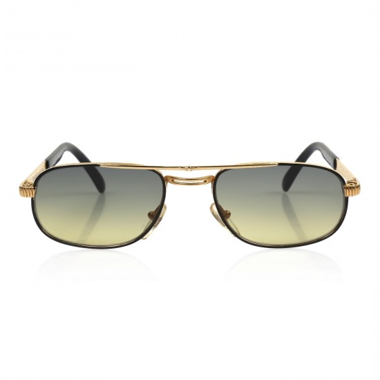 Vintage Turkish Handmade Gold Plated Unisex Style Sunglasses / Black & Yellow Lens