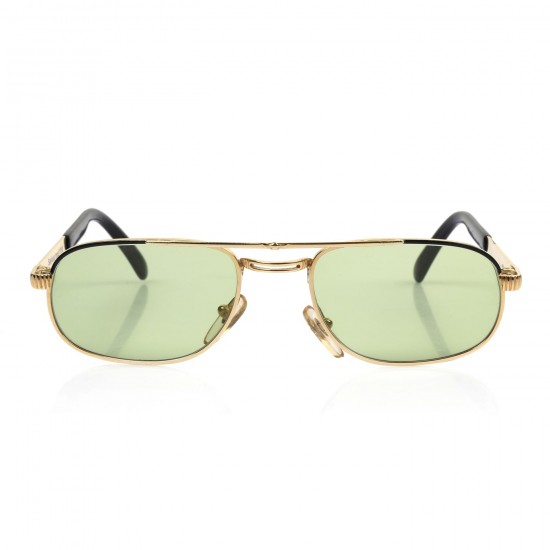 Vintage Turkish Handmade Gold Plated Unisex Style Sunglasses / Soft Green Lens