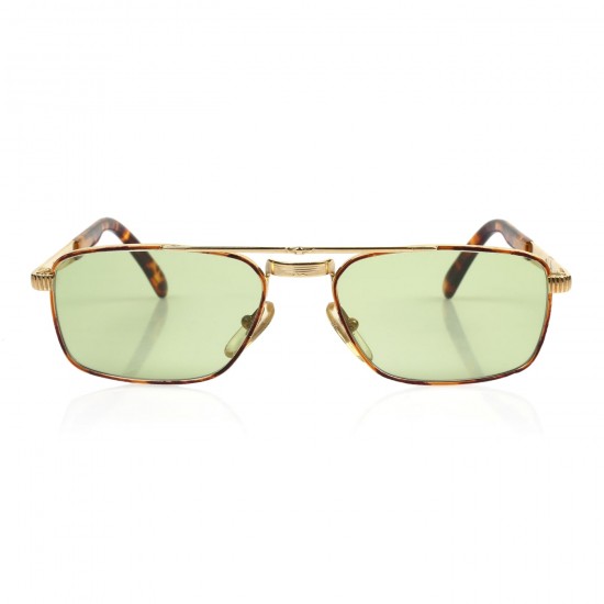 Vintage Turkish Handmade Gold Plated Unisex Style Sunglasses / Soft Green Lens