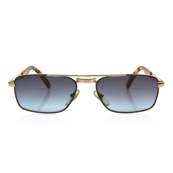 Vintage Turkish Handmade Gold Plated Unisex Style Sunglasses / Smoke & Blue Lens