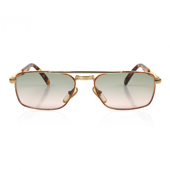 Vintage Turkish Handmade Gold Plated Unisex Style Sunglasses / Soft Green & Soft Pink Lens